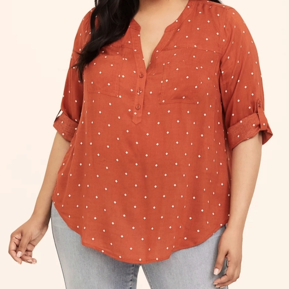 torrid Tops - Torrid Harper 3/4 sleeve diamond print top